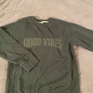 Wonder Nation Good Vibes Green Crewneck Sweater